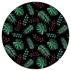 Abstract-seamless-pattern-with-tropical-leaves-hand-draw-texture-vector Round Trivet by Amaryn4rt