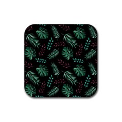 Memphis-seamless-patterns-abstract-jumble-textures Rubber Coaster (square) by Amaryn4rt