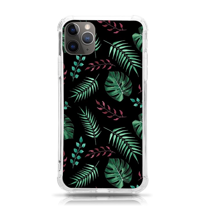 Abstract-seamless-pattern-with-tropical-leaves-hand-draw-texture-vector iPhone 11 Pro Max 6.5 Inch TPU UV Print Case