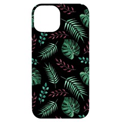 Abstract-seamless-pattern-with-tropical-leaves-hand-draw-texture-vector Iphone 14 Black Uv Print Case by Amaryn4rt