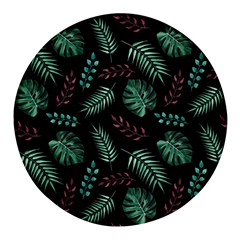 Abstract-seamless-pattern-with-tropical-leaves-hand-draw-texture-vector Round Glass Fridge Magnet (4 Pack) by Amaryn4rt