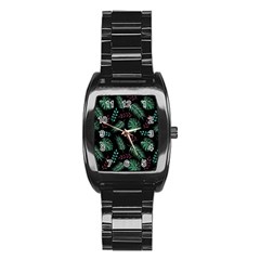 Abstract-seamless-pattern-with-tropical-leaves Stainless Steel Barrel Watch by Amaryn4rt