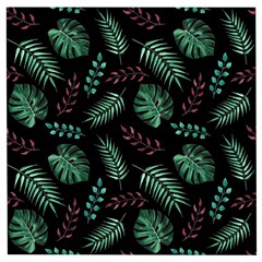 Abstract-seamless-pattern-with-tropical-leaves Wooden Puzzle Square by Amaryn4rt