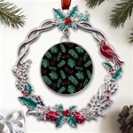 Honey-seamless-pattern Metal X mas Wreath Holly leaf Ornament Front