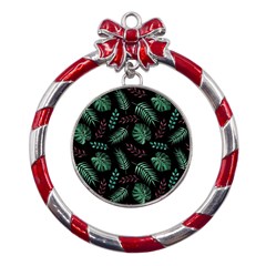 Animals Galaxy Space Metal Red Ribbon Round Ornament by Amaryn4rt