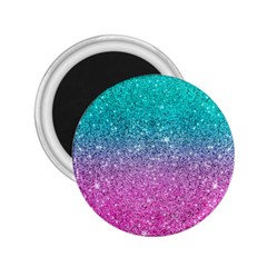 Pink And Turquoise Glitter 2.25  Magnets