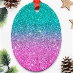 Pink And Turquoise Glitter Ornament (Oval) Front