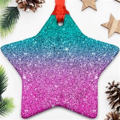 Pink And Turquoise Glitter Ornament (Star)