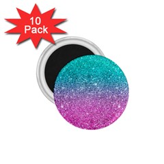 Pink And Turquoise Glitter 1.75  Magnets (10 pack) 