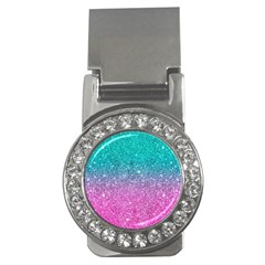 Pink And Turquoise Glitter Money Clips (CZ) 