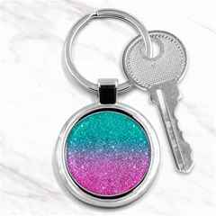 Pink And Turquoise Glitter Key Chain (Round)