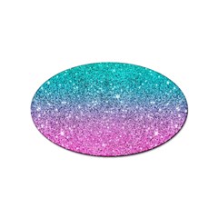 Pink And Turquoise Glitter Sticker (Oval)