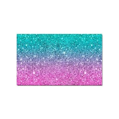 Pink And Turquoise Glitter Sticker (Rectangular)