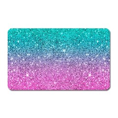 Pink And Turquoise Glitter Magnet (Rectangular)