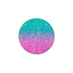 Pink And Turquoise Glitter Golf Ball Marker Front