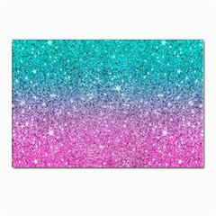 Pink And Turquoise Glitter Postcard 4 x 6  (Pkg of 10)