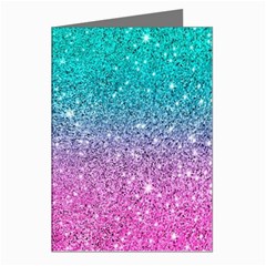 Pink And Turquoise Glitter Greeting Cards (Pkg of 8)