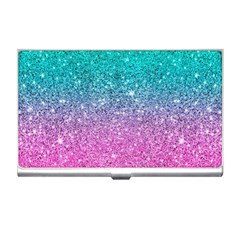 Pink And Turquoise Glitter Business Card Holder