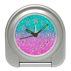 Pink And Turquoise Glitter Travel Alarm Clock