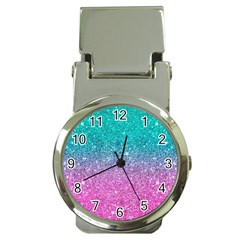 Pink And Turquoise Glitter Money Clip Watches