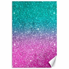 Pink And Turquoise Glitter Canvas 24  x 36 