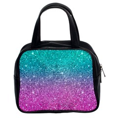 Pink And Turquoise Glitter Classic Handbag (Two Sides)