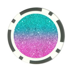 Pink And Turquoise Glitter Poker Chip Card Guard (10 pack)