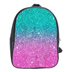 Pink And Turquoise Glitter School Bag (Large)