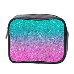 Pink And Turquoise Glitter Mini Toiletries Bag (Two Sides)