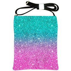 Pink And Turquoise Glitter Shoulder Sling Bag