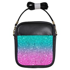 Pink And Turquoise Glitter Girls Sling Bag