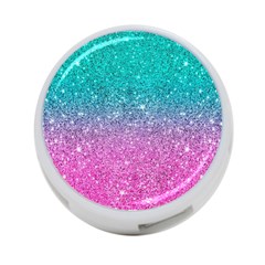 Pink And Turquoise Glitter 4-Port USB Hub (One Side)