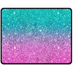 Pink And Turquoise Glitter Fleece Blanket (Medium)