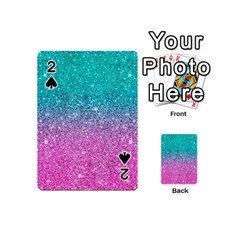 Pink And Turquoise Glitter Playing Cards 54 Designs (Mini)