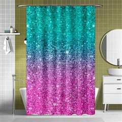 Pink And Turquoise Glitter Shower Curtain 48  x 72  (Small) 