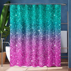 Pink And Turquoise Glitter Shower Curtain 60  x 72  (Medium) 