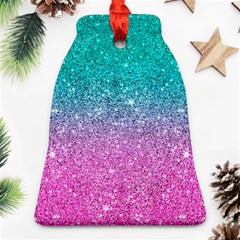 Pink And Turquoise Glitter Ornament (Bell)