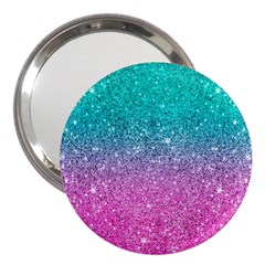 Pink And Turquoise Glitter 3  Handbag Mirrors by Sarkoni