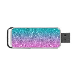 Pink And Turquoise Glitter Portable USB Flash (One Side)