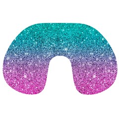 Pink And Turquoise Glitter Travel Neck Pillow