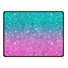 Pink And Turquoise Glitter Two Sides Fleece Blanket (Small)