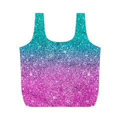 Pink And Turquoise Glitter Full Print Recycle Bag (M)