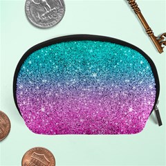 Pink And Turquoise Glitter Accessory Pouch (Large)