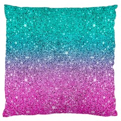 Pink And Turquoise Glitter Large Premium Plush Fleece Cushion Case (two Sides) by Sarkoni