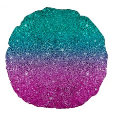 Pink And Turquoise Glitter Large 18  Premium Flano Round Cushions