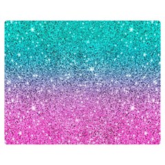 Pink And Turquoise Glitter Two Sides Premium Plush Fleece Blanket (Medium)