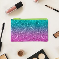 Pink And Turquoise Glitter Cosmetic Bag (XS)