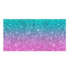 Pink And Turquoise Glitter Satin Shawl 45  x 80 