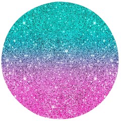 Pink And Turquoise Glitter Wooden Bottle Opener (Round)