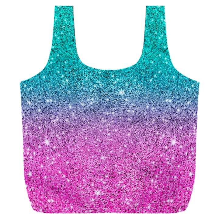 Pink And Turquoise Glitter Full Print Recycle Bag (XXXL)